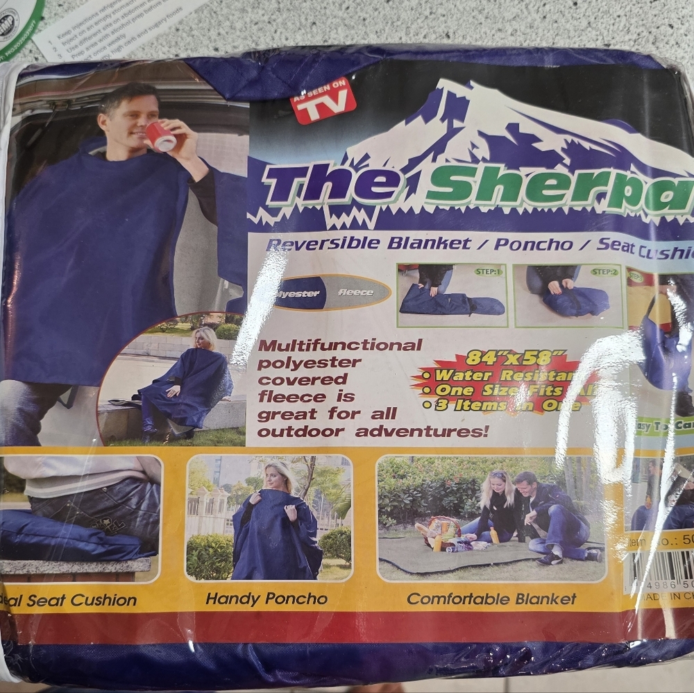 As Seen On TV The Sherpa Reversible Blanket Poncho - Blue